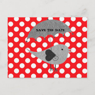 Postal De Anuncios Puntos de polka blanco sobre fondo rojo