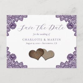 Postal De Anuncios Purple Floral Lace Rustic Wedding Save The Date
