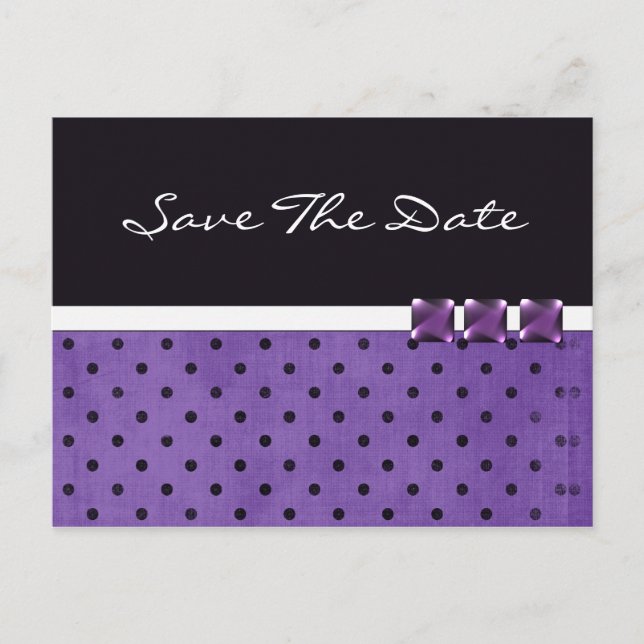 Postal De Anuncios Purple Save the Date Boda Post Card Template (Anverso)