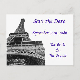 Postal De Anuncios Purple Save the Date Eiffel Tower