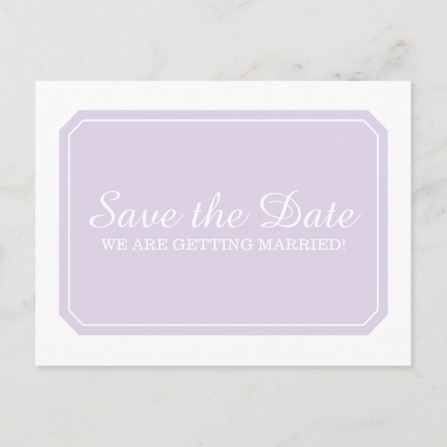 Postal De Anuncios Purple Simply Elegant Save the Date Postcard (Anverso)