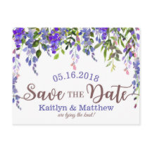 Púrpura glicinia Floral Drop Save the Date