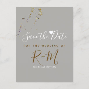 Postal De Anuncios purpurina boda + iniciales guardar la fecha
