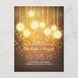 Postal De Anuncios purpurina de luces de cadena y farolillos guardar 