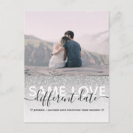 Postal De Anuncios Purpurina Plata Mismo Amor Boda de fechas diferent