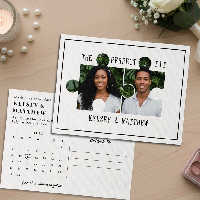 Postal De Anuncios Puzzle Piece Photo Perfect Fit Wedding (Subido por el creador)
