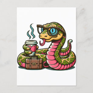 Postal De Anuncios Python bebiendo café 