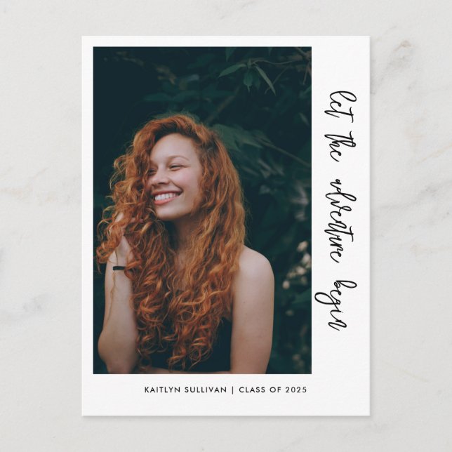 Postal De Anuncios Que la aventura comience a escribir casual | Gradu (Anverso)