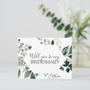 Postal De Anuncios ¿Quieres ser mi dama de honor Botánica Verde Anunc