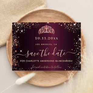 Postal De Anuncios Quinceañera Presupuesto rosa burgundy Salva la Fec