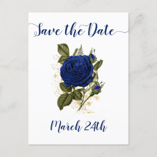 Postal De Anuncios Quinceanera Royal Blue Floral Save the Date