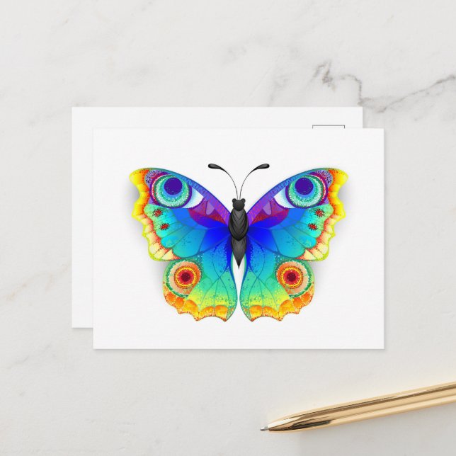 Postal De Anuncios Rainbow Butterfly Peacock Eye (Anverso/Reverso In Situ)