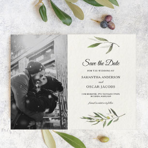 Postal De Anuncios Rama de olivo verde acuarela moderna