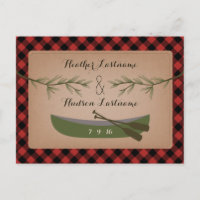 Ramas de hoja perenne + Canoa Plaid Save The Date