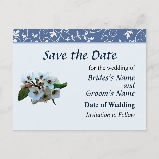 Postal De Anuncios Ramo de Flores de Manzano Save the Date (Anverso)