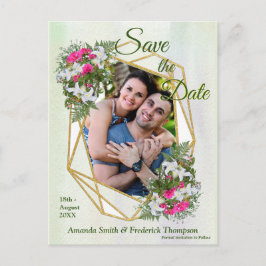 Postal De Anuncios Ramo de flores geométricas con brillo dorado para 