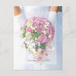 Postal De Anuncios Ramo de Novia Flor Blanca Boda Salva la Fecha