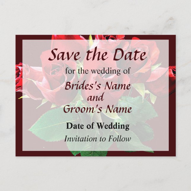 Postal De Anuncios Ramo de Rosas Rojas Save the Date (Anverso)
