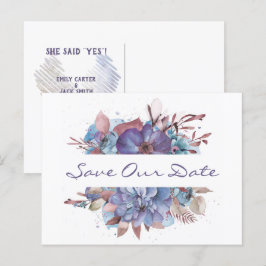 Postal De Anuncios Ramo Floral Acuarela Save the Date