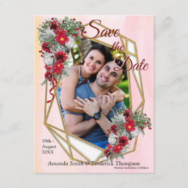 Postal De Anuncios Ramos Burgundy con Brillo Dorado Geométrico