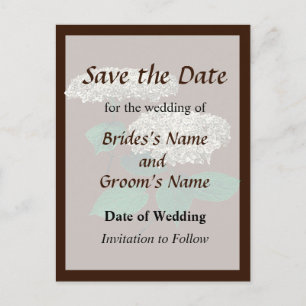 Postal De Anuncios Ramos de Hortensias Blancas Save the Date