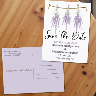 Postal De Anuncios Ramos de lavanda seca para boda - Save The Date