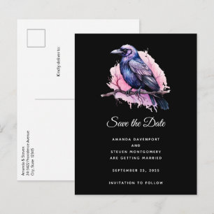 Postal De Anuncios Raven negro en un Boda de Ilustracion de sucursal