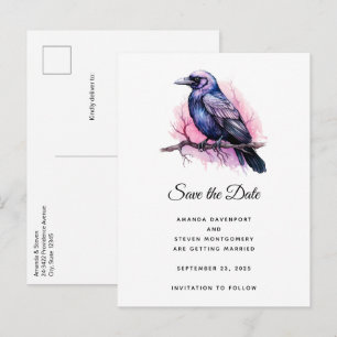 Postal De Anuncios Raven negro en un Boda de Ilustracion de sucursal