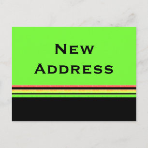Postal De Anuncios rayas amarillas verdes Nueva Dirección