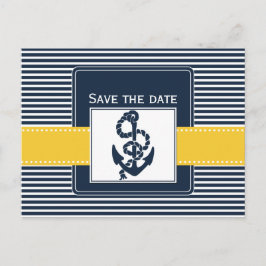 Postal De Anuncios rayas de la marina,ancla, salvar la fecha náutica