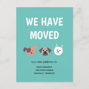 Postal De Anuncios Raza de perro ilustrada lindo Nos hemos mudado