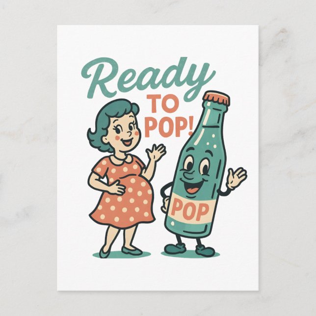 Postal De Anuncios Ready to Pop Retro 1950s Maternity Baby Shower  (Anverso)