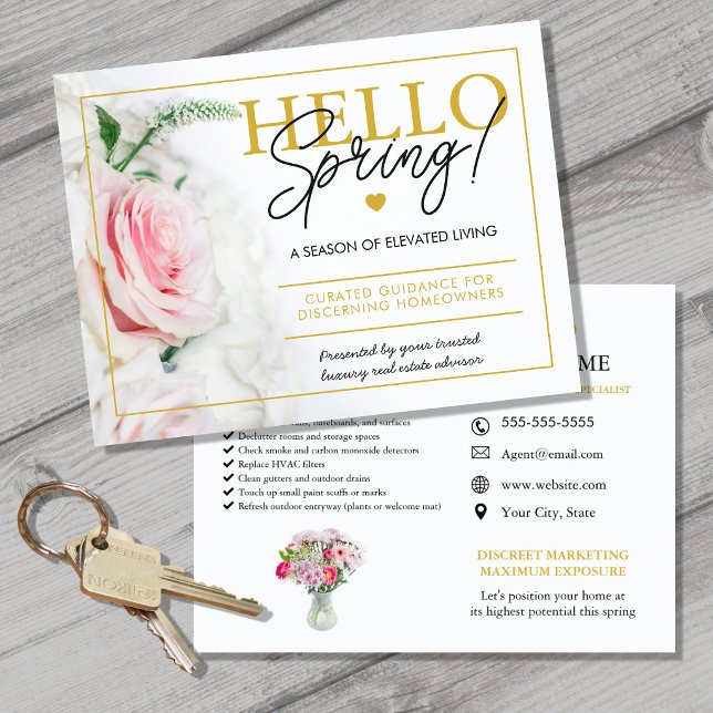 Postal De Anuncios Real Estate Agent HELLO Spring checklist (Subido por el creador)