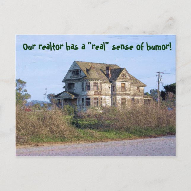 Postal De Anuncios Realtor con sentido del humor y cambio de direcció (Anverso)