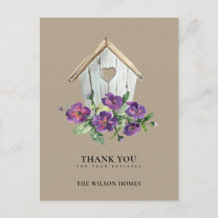 POSTAL DE ANUNCIOS REALTOR DE BIRDHOUSE FLORAL DE MADERA DE KRAFT GRA