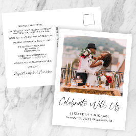 Postal De Anuncios Recepción de Boda con Foto Elegante