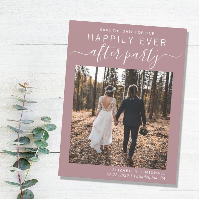 Postal De Anuncios Recepción de Boda Dusty Rose Guardar la Fecha (Subido por el creador)
