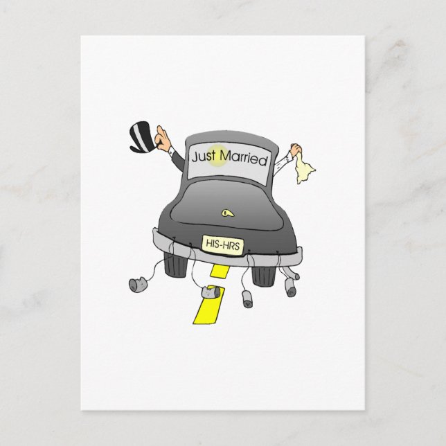 Postal De Anuncios Recién Casados (Auto) (Anverso)