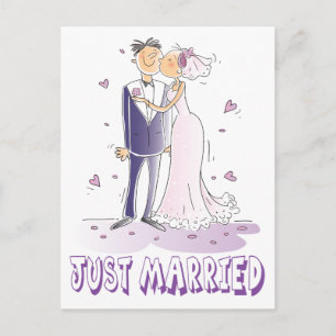 Postal De Anuncios Recién Casados Cartoon Novia y Novio Boda de Morad