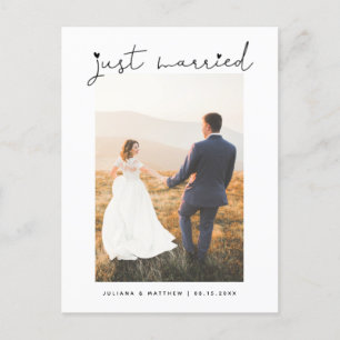Postal De Anuncios Recién Casados Corazón Moderno Guión Boda 