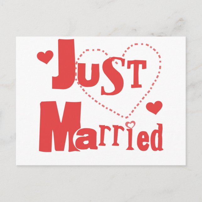 Postal De Anuncios Recién Casados Corazón Rojo (Anverso)