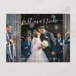 Postal De Anuncios Recién Casados Elegante Letra Foto Elopement