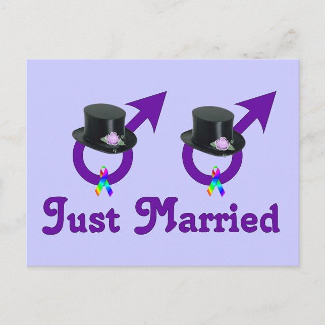 Postal De Anuncios Recién Casados Formal Gay Masculino (Anverso)