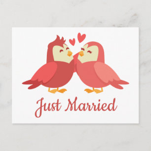 Postal De Anuncios Recién Casados Pajaritos de Amor Bodas Burgundy Ro