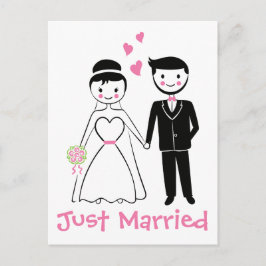 Postal De Anuncios Recién Casados Rosa Negro Novia Novio Boda