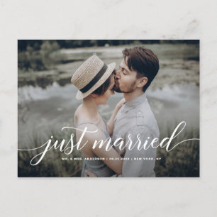 Postal De Anuncios Recién Casados Superposición de Letra Cursiva Foto