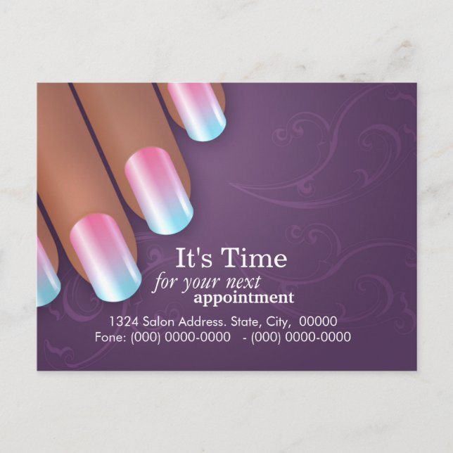 Postal De Anuncios Recordatorio Postcarrd de la cita del manicuro (Anverso)