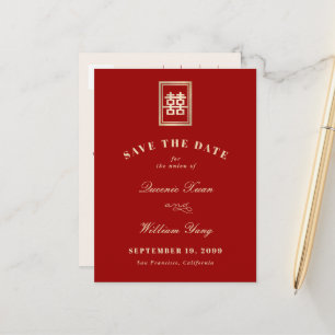 Postal De Anuncios Rectángulo Clásico Doble Xi Chino Save The Date