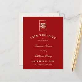 Postal De Anuncios Rectángulo Simple Doble Xi Chino Save The Date