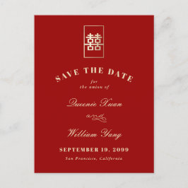 Postal De Anuncios Rectángulo Simple Doble Xi Chino Save The Date